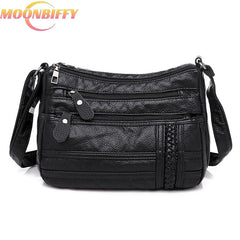 Women's Multi-pocket Messenger Bag Soft PU Leather Shoulder Crossbody Bags