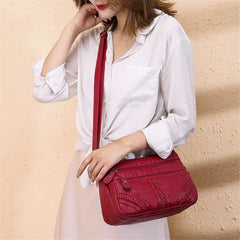 Women's Multi-pocket Messenger Bag Soft PU Leather Shoulder Crossbody Bags
