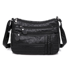 Women's Multi-pocket Messenger Bag Soft PU Leather Shoulder Bag
