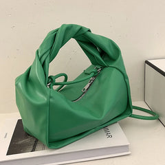 Women's Fashion Crossbody Handbags Solid PU Leather Pleated Bags