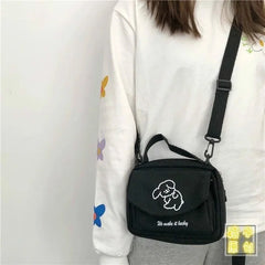 Ladies One-shoulder Diagonal Bag Cartoon Print Canvas Small Fresh