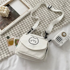 Ladies One-shoulder Diagonal Bag Cartoon Print Canvas Small Fresh