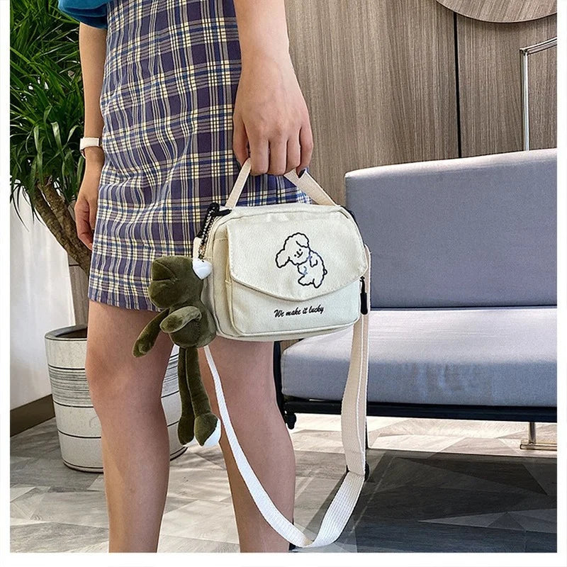Ladies One-shoulder Diagonal Bag Cartoon Print Canvas Small Fresh