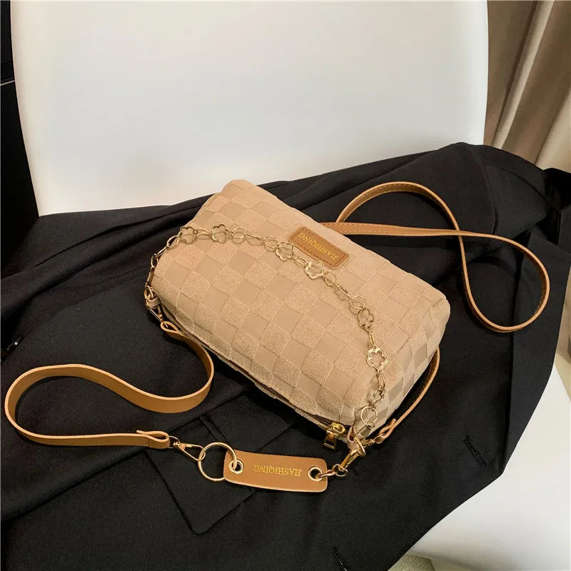 Ladies Pillow Chain Leather Shoulder Bag Women's Crossbody Bag