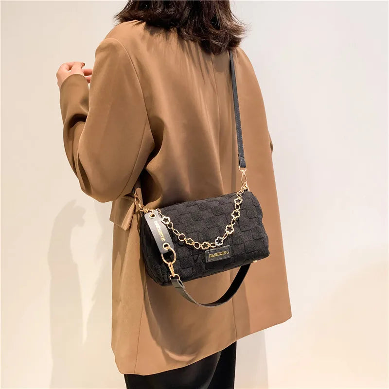 Ladies Pillow Chain Leather Shoulder Bag Women's Crossbody Bag