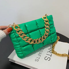 Ladies Rhombus Handbags PU Leather Chain Shoulder Bag Texture Solid Messenger
