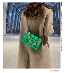 Ladies Rhombus Handbags PU Leather Chain Shoulder Bag Texture Solid Messenger Fe