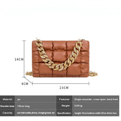 Ladies Rhombus Handbags PU Leather Chain Shoulder Bag Texture Solid Messenger