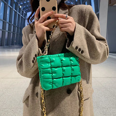 Ladies Rhombus Handbags PU Leather Chain Shoulder Bag Texture Solid Messenger