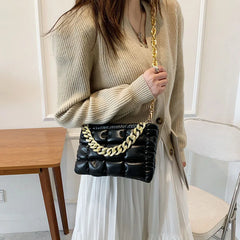 Ladies Rhombus Handbags PU Leather Chain Shoulder Bag Texture Solid Messenger Fe