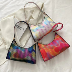 PU Leather Striped Shoulder Bag for Women
