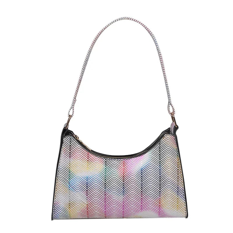 PU Leather Striped Shoulder Bag for Women
