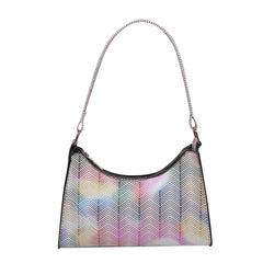 PU Leather Striped Shoulder Bag for Women