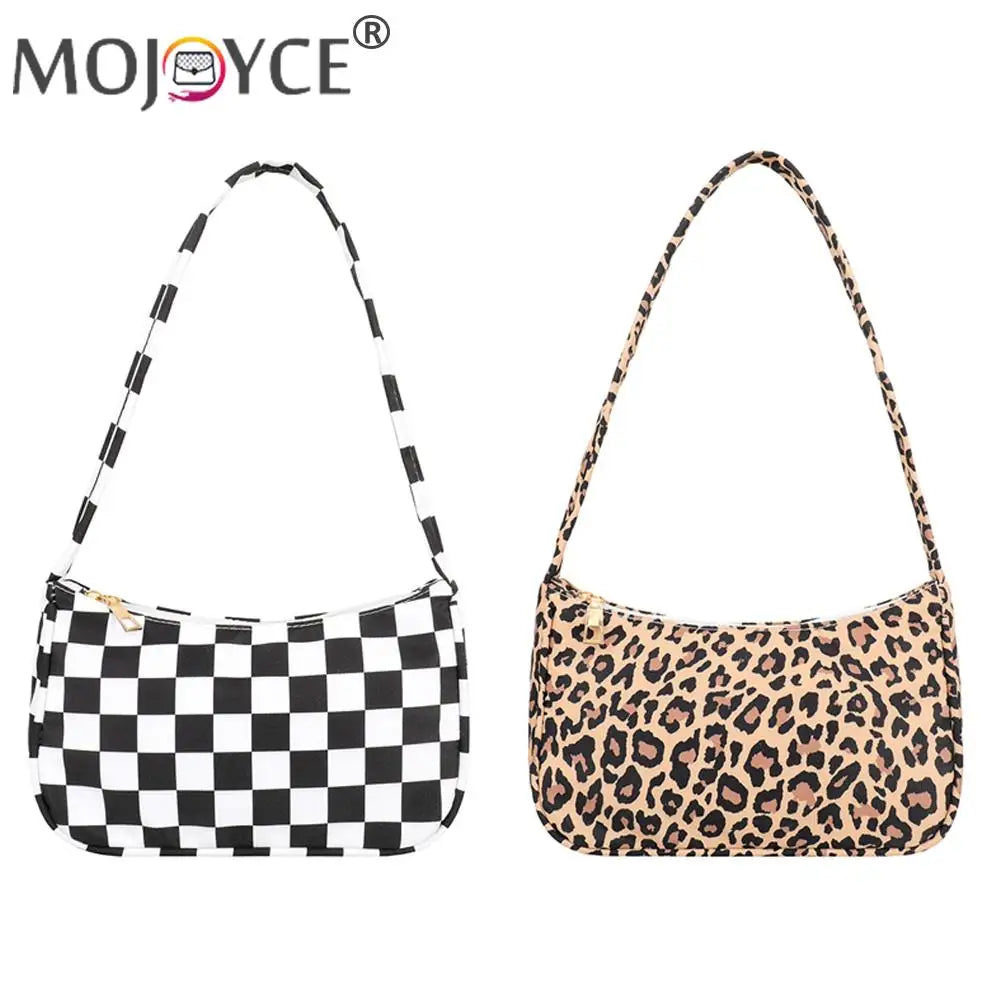 Retro Plaid Bag Leopard Print Women Shoulder Mini Vacation Bags