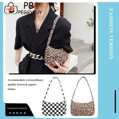 Leopard Print Nylon Women Shoulder Bag Retro Plaid Mini Vacation Bag