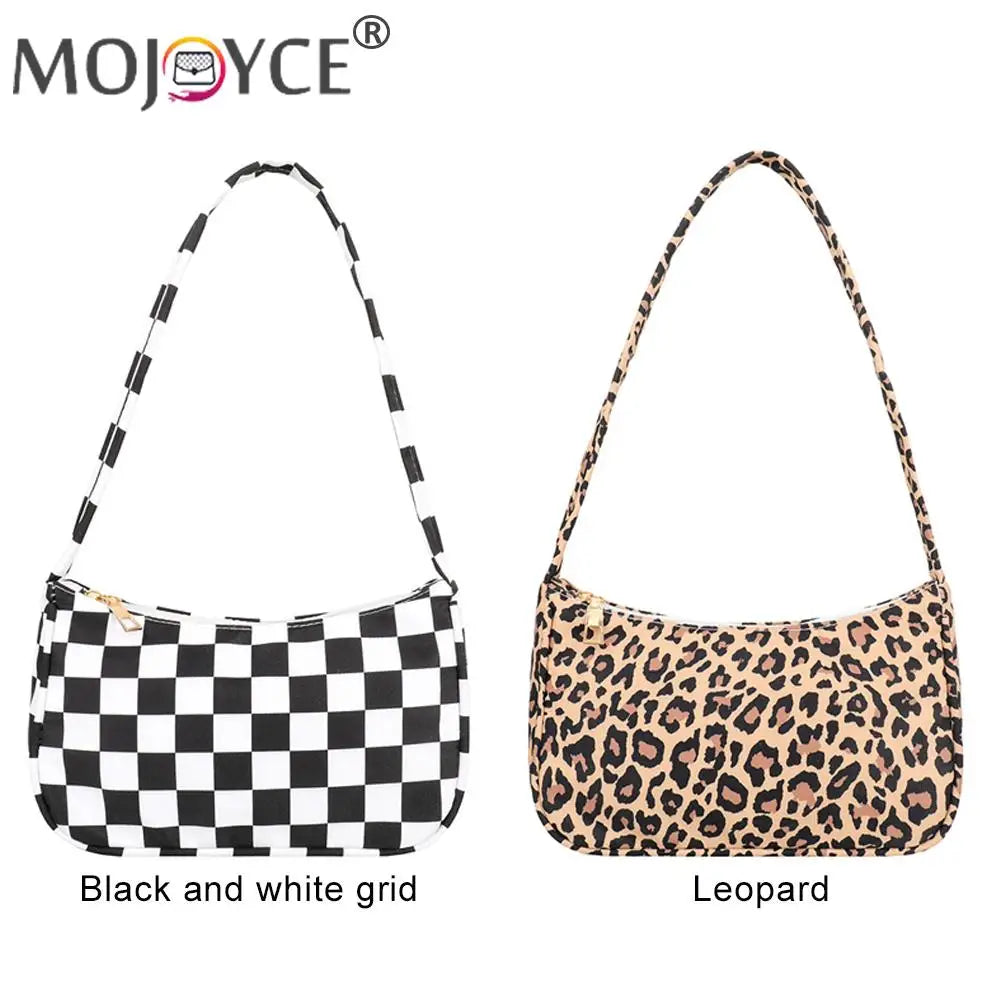 Retro Plaid Bag Leopard Print Women Shoulder Mini Vacation Bags