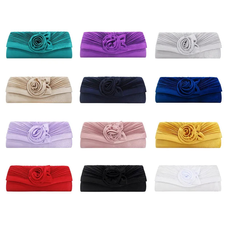 Ladies Satin Clutch Wedding Party Bridal Bag Wallet Bolso De Embrague
