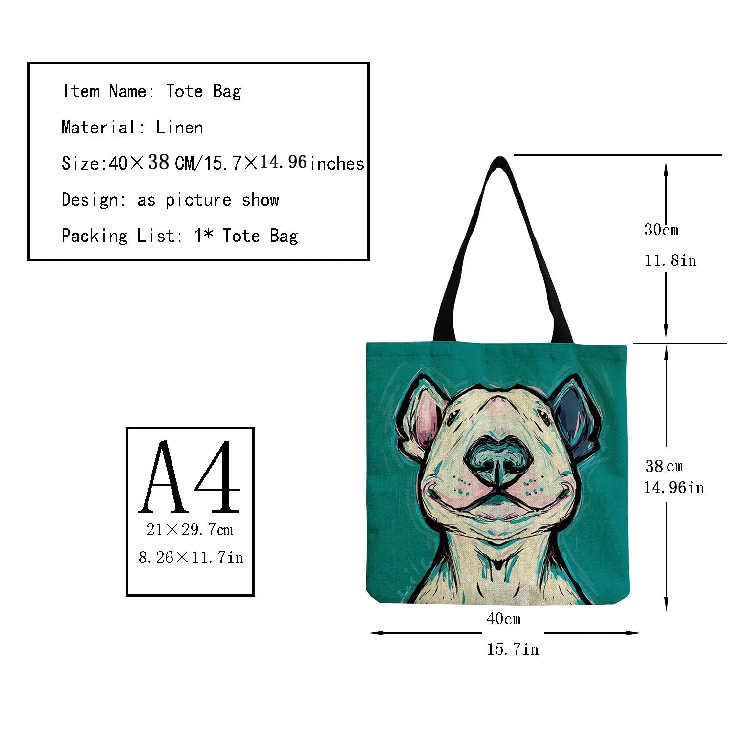 Funny Cartoon Dog Print Shopper Bag - Summer Tote Bag