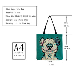 Funny Cartoon Dog Print Shopper Bag - Summer Tote Bag