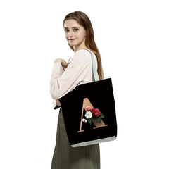Ladies Shopping Bag All-match Letter Handbag Harajuku Style Foldable Canvas Tote
