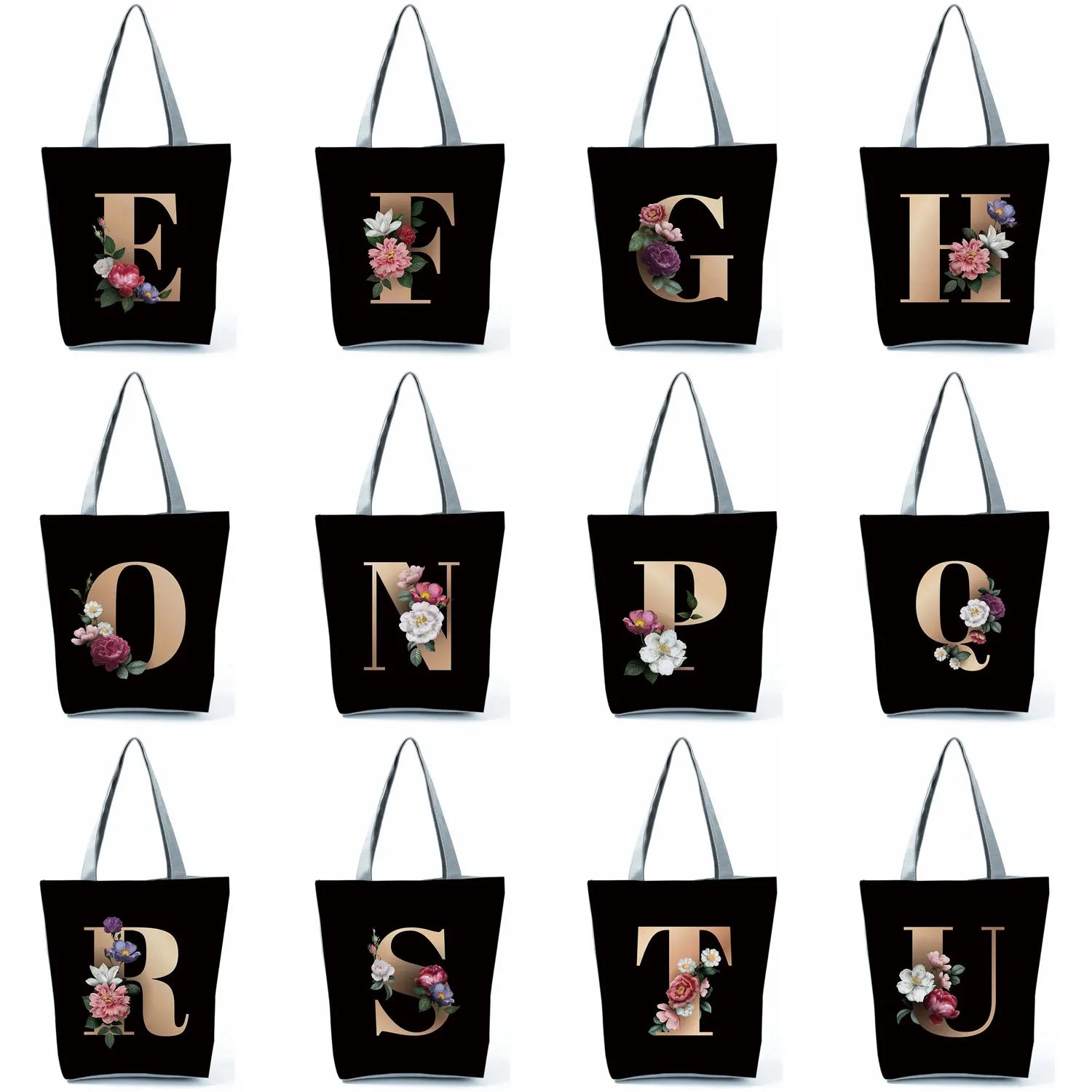 Ladies Shopping Bag All-match Letter Handbag Harajuku Style Foldable Canvas Tote