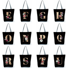Ladies Shopping Bag All-match Letter Handbag Harajuku Style Foldable Canvas Tote