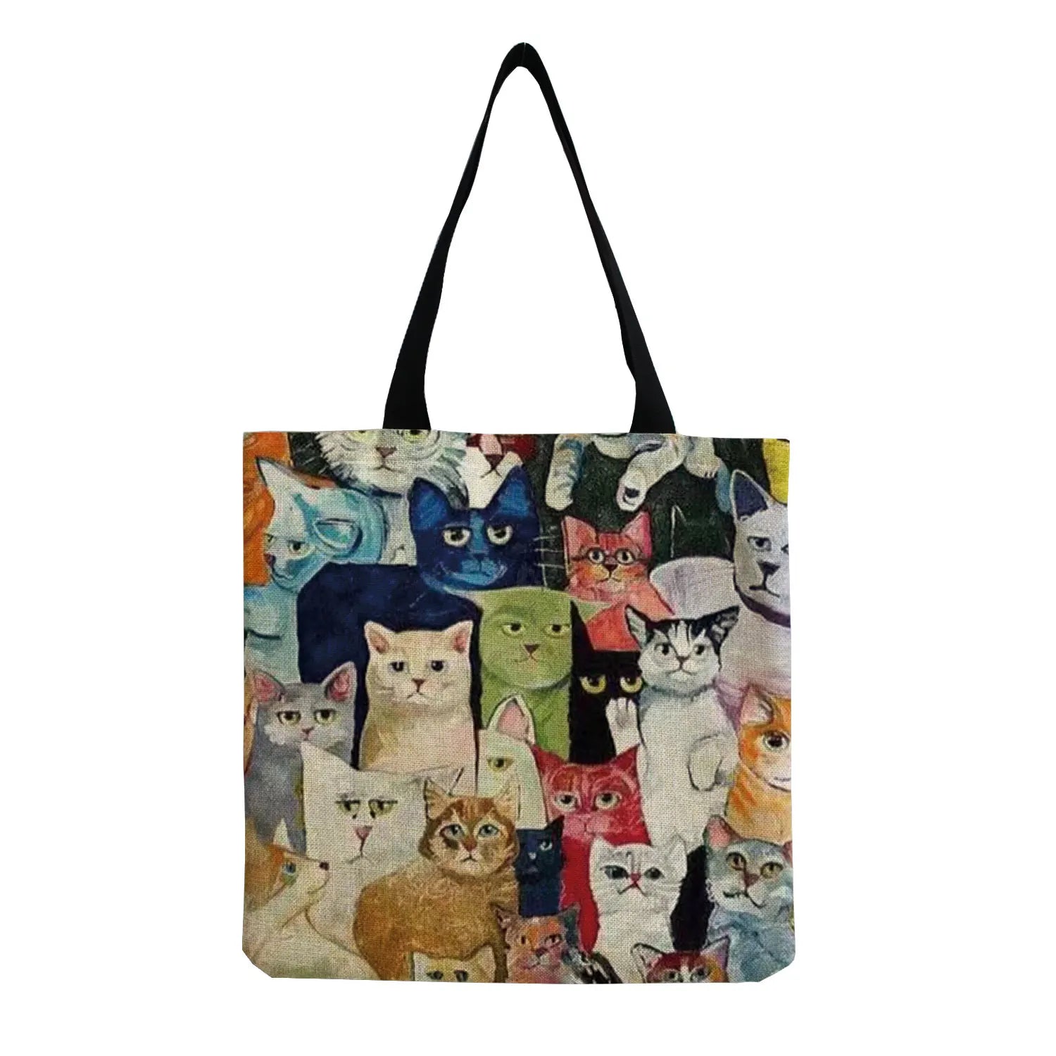 Customizable Cartoon Cat Tote Bag for Women