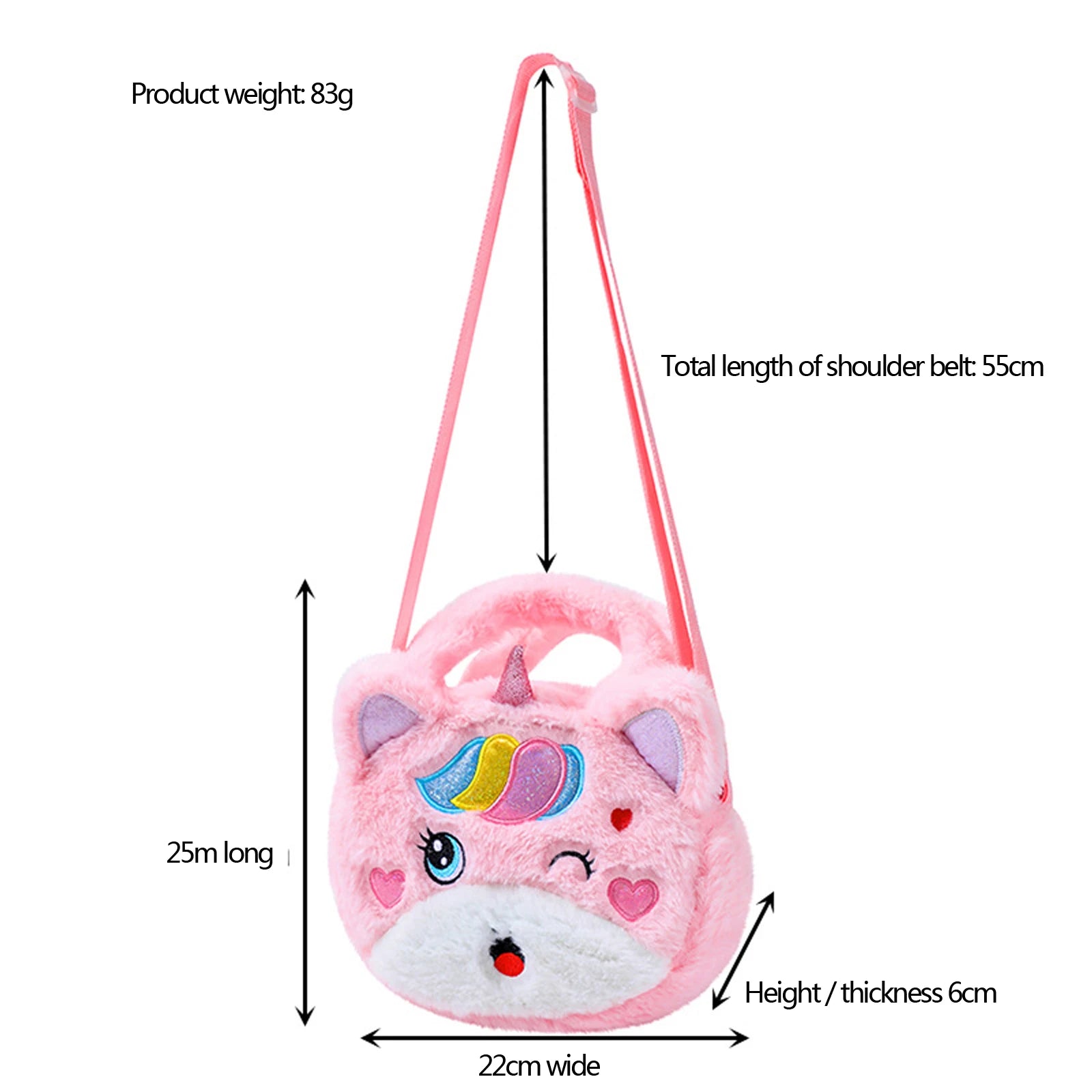 Plush Cartoon Animal Messenger Bag Handbag Coin Purse
