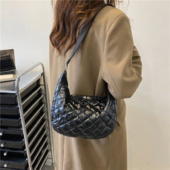 Ladies Quilted Top-Handle Handbags Rhombus Pattern Padded Totes