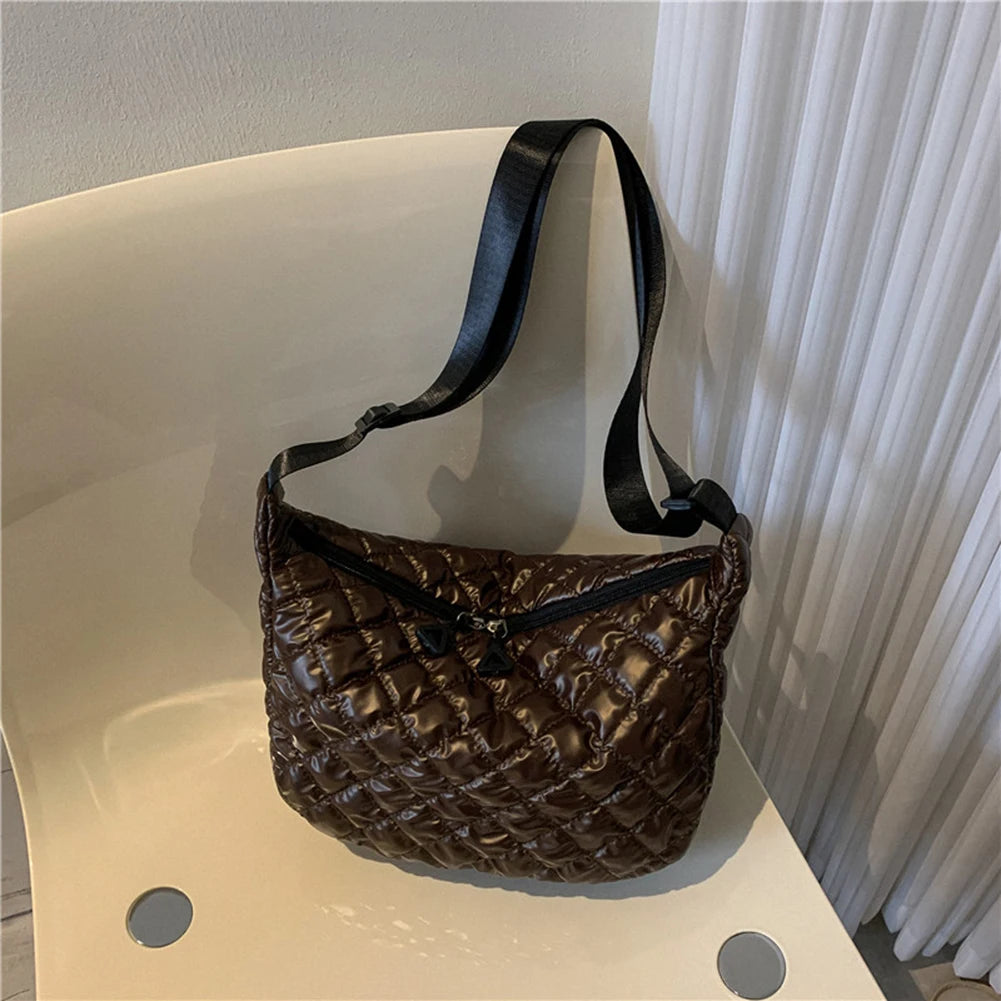 Ladies Quilted Top-Handle Handbags Rhombus Pattern Padded Totes