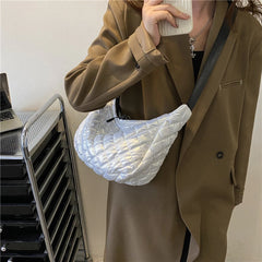 Ladies Quilted Top-Handle Handbags Rhombus Pattern Padded Totes