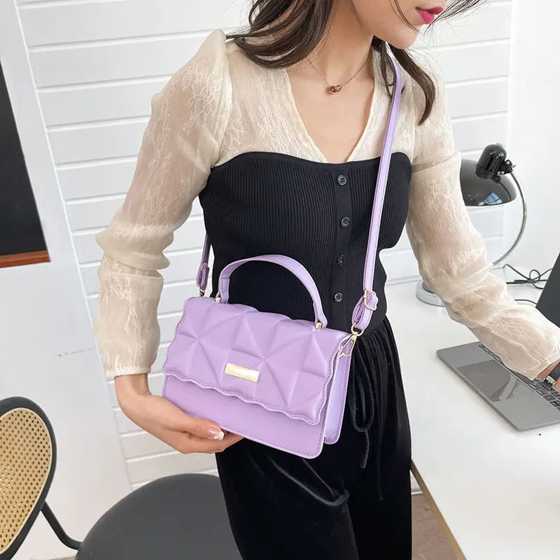 Women's Small Brown Handbag Purple Leather Shoulder Bag