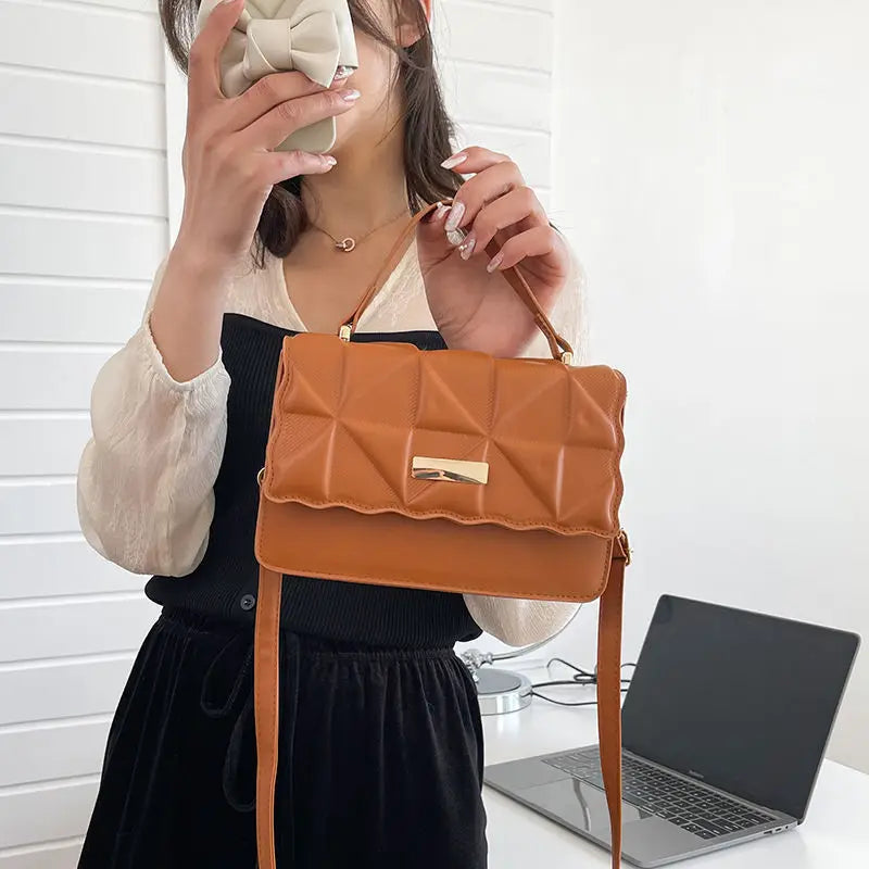 Women's Small Brown Handbag Purple Leather Shoulder Bag