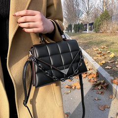 Small PU Leather Square Bag Lingge Shoulder Messenger Bags