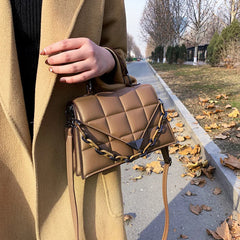 Small PU Leather Square Bag Lingge Shoulder Messenger Bags