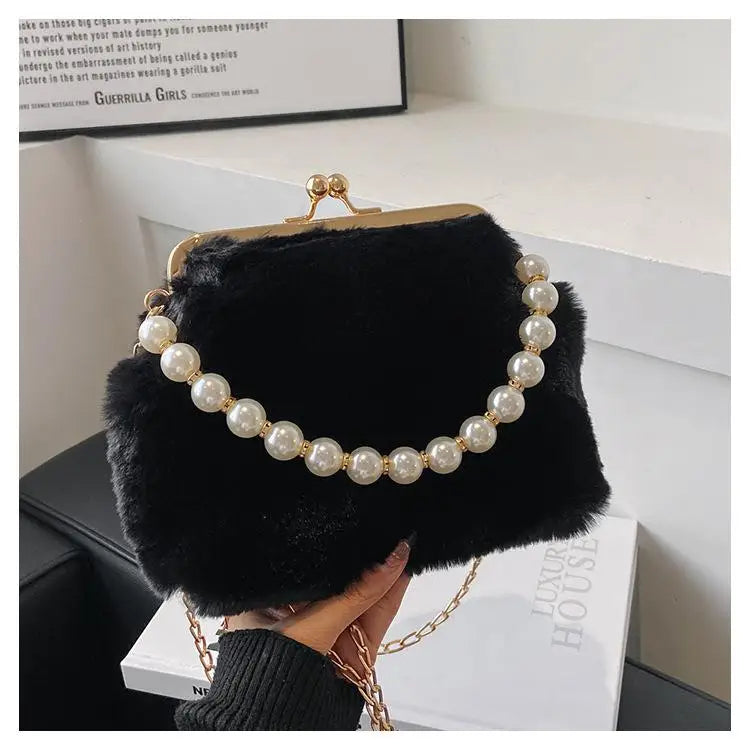 Women's Soft Fur Bag Winter Shoulder Purse & Handbag