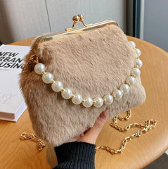 Women's Soft Fur Bag Winter Shoulder Purse & Handbag
