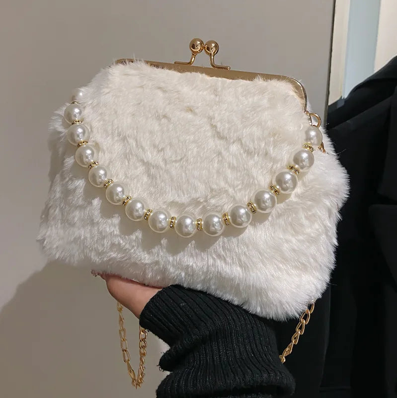 Women's Soft Fur Bag Winter Shoulder Purse & Handbag