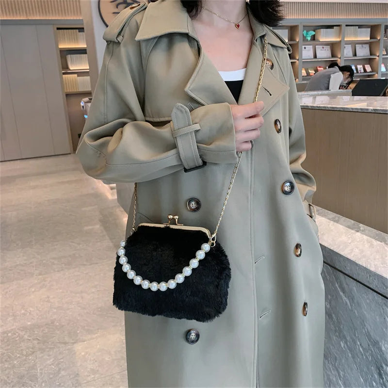 Women's Soft Fur Bag Winter Shoulder Purse & Handbag
