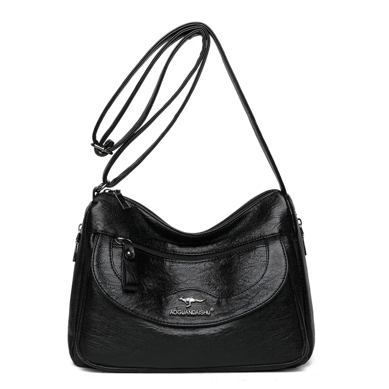 Soft Leather Messenger Bag Purses Women Shoulder Bags Large Crossbody B