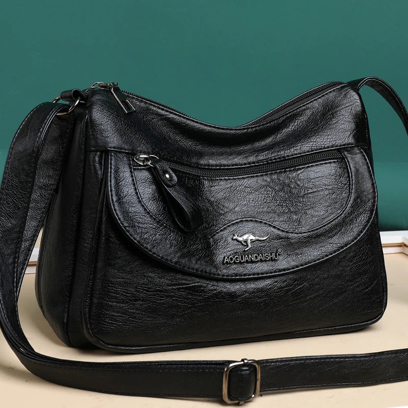 Soft Leather Messenger Bag Purses Women Shoulder Bags Large Crossbody B