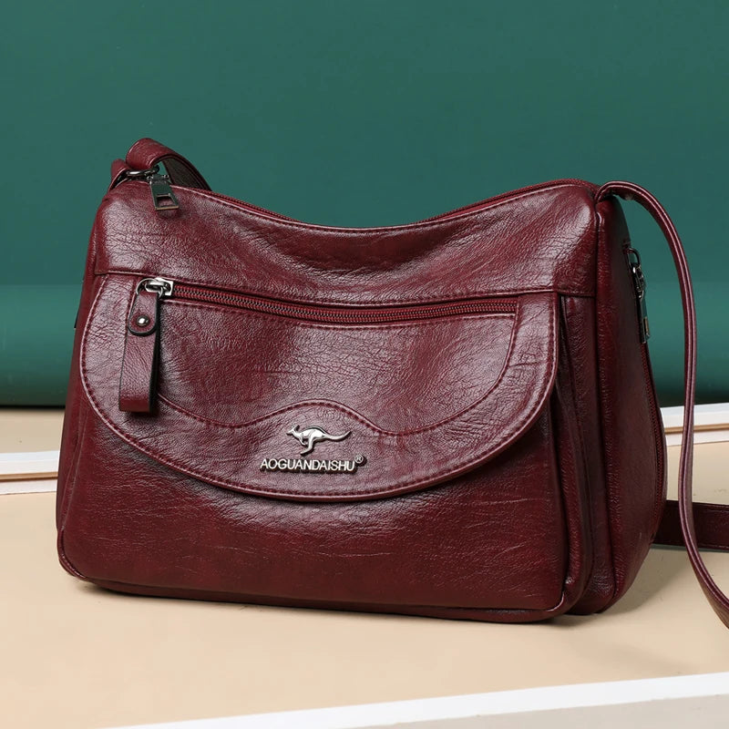 Soft Leather Messenger Bag Purses Women Shoulder Bags Large Crossbody B