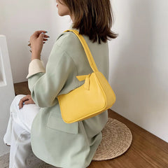 Ladies Soft PU Leather Underarm Bag Solid Women Small Vintage Handbags
