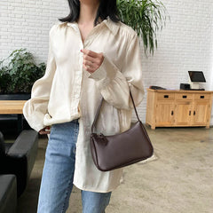 Ladies Soft PU Leather Underarm Bag Solid Women Small Vintage Handbags
