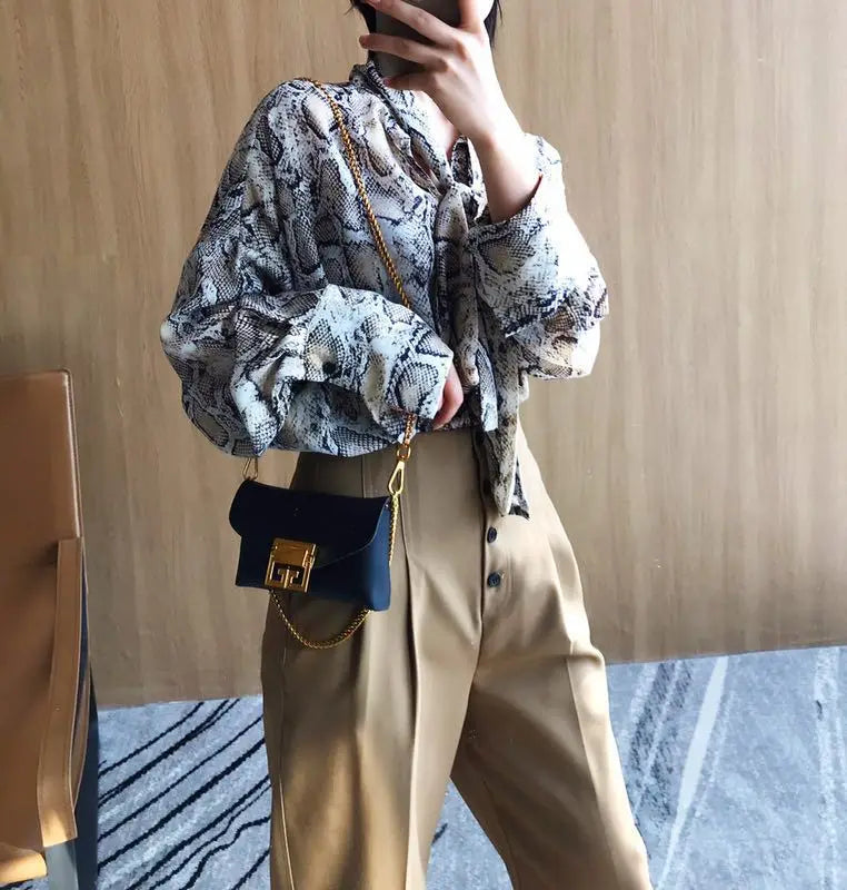Solid Snake Pattern Waist Bag Multifunctional Shoulder Bag