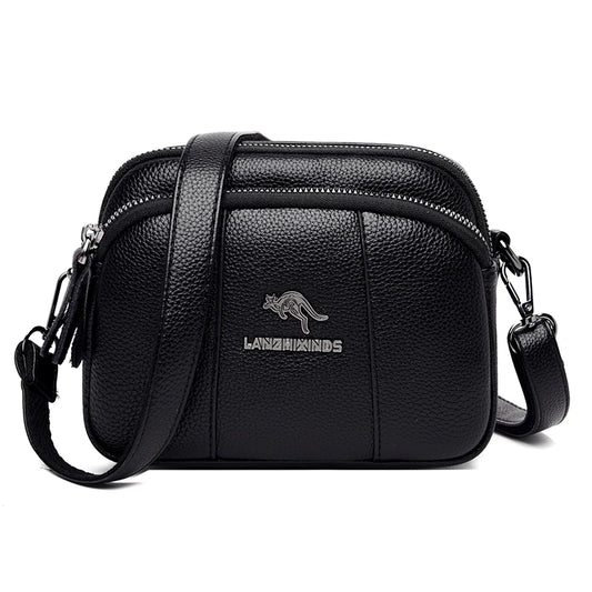 Women's Square Shoulder Bag Layer Pocket PU Leather Anti Theft Messenger Bag