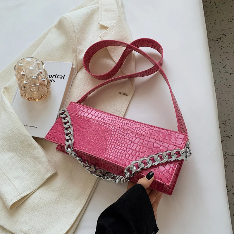 Stone Pattern Shoulder Bag Chain Handbag Nightclub Banquet Ladies Bag