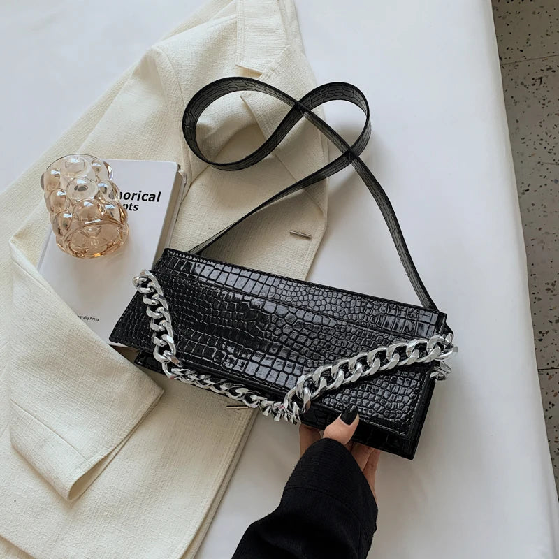 Stone Pattern Shoulder Bag Chain Handbag Nightclub Banquet Ladies Bag