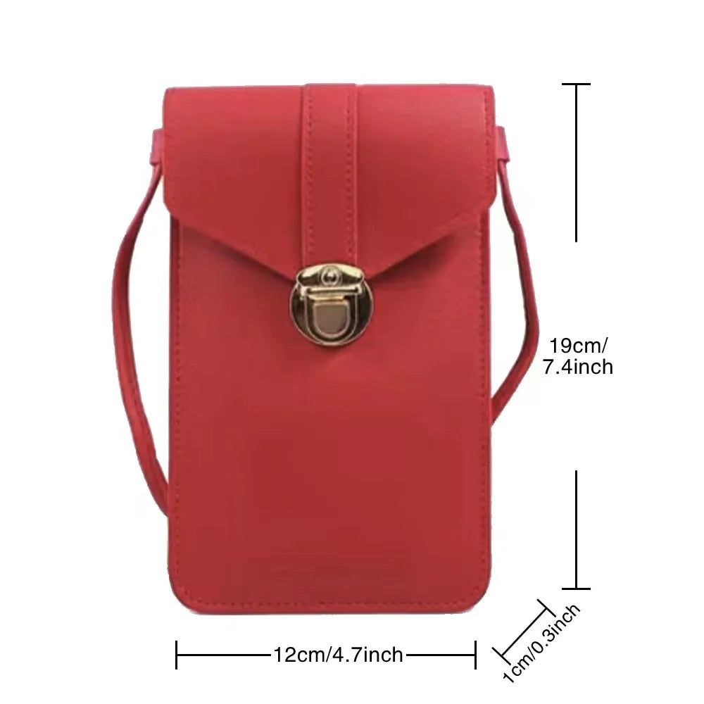Fruit Print Touch Screen Cell Phone Purse Leather Handbag