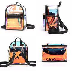 Transparent Laser Backpack PVC Clear School Bags For Teenager Girls